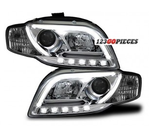 Paire de phares LED + NEON BAR chrome pour Audi A4 2004-2007 - GO1017687